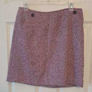 Banana Republic Herringbone Chevron Skirt Red White Wool Size 6